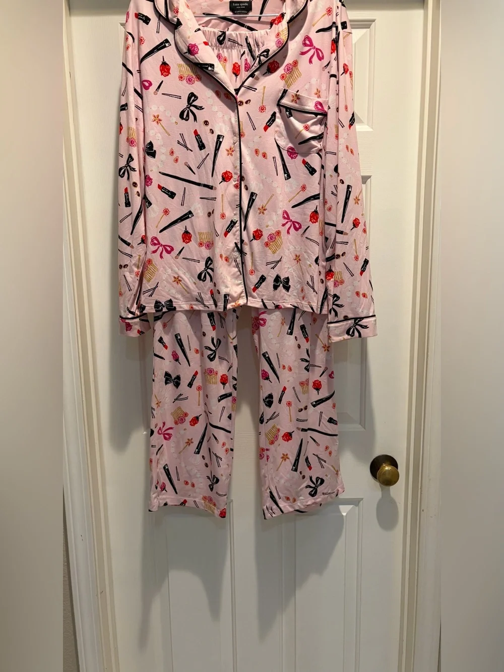 kate spade Pink Floral and Bow Print Pajama Set